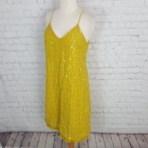 La Fee Maraboutee Sequined Golden Slip Dress 38 6 - Picture 3 of 5